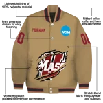 customized umass minutemen claw effect beige varsity jacket best selling