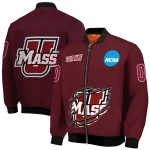 customized umass minutemen claw mark red bomber jacket best selling