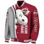 customized umass minutemen snoopy head red varsity jacket best selling