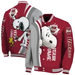 customized umass minutemen snoopy head red varsity jacket best selling