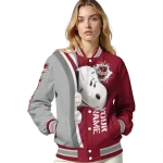 customized umass minutemen snoopy head red varsity jacket best selling