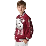 customized umass minutemen snoopy head red varsity jacket best selling