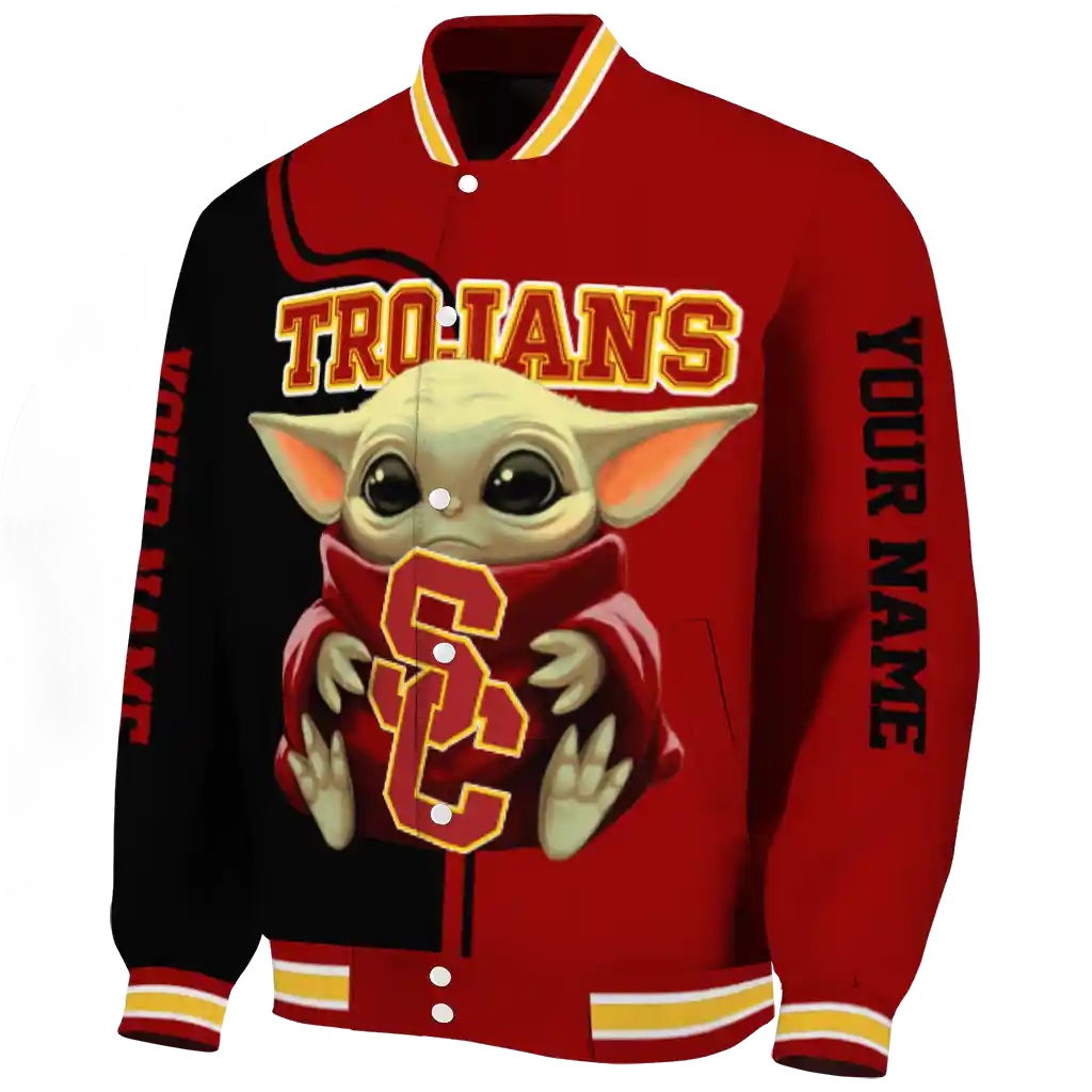 customized usc trojans adorable yoda red black varsity jacket best selling customized usc trojans adorable yoda red black varsity jacket best selling
