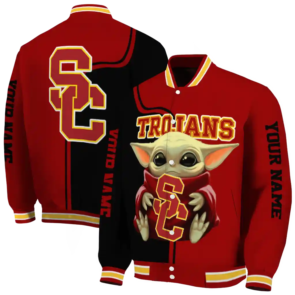 customized usc trojans adorable yoda red black varsity jacket fashion forward customized usc trojans adorable yoda red black varsity jacket fashion forward