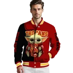customized usc trojans adorable yoda red black varsity jacket best selling