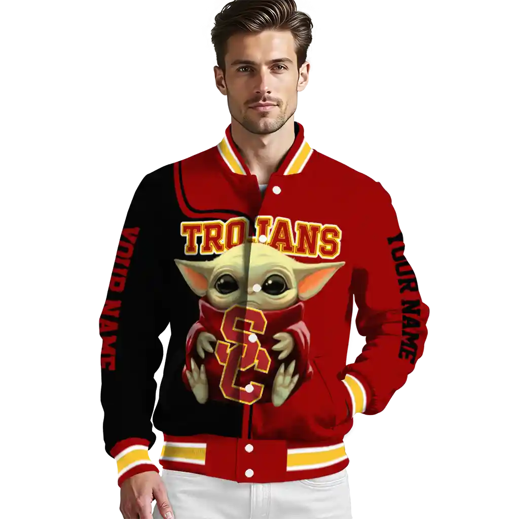 customized usc trojans adorable yoda red black varsity jacket high quality customized usc trojans adorable yoda red black varsity jacket high quality