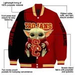 customized usc trojans adorable yoda red black varsity jacket best selling