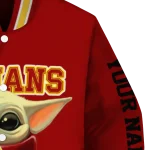 customized usc trojans adorable yoda red black varsity jacket best selling