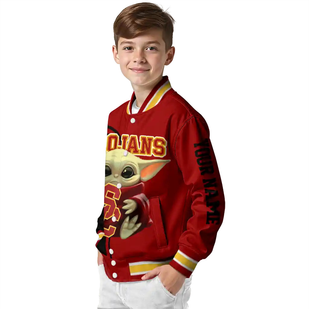 customized usc trojans adorable yoda red black varsity jacket trendy customized usc trojans adorable yoda red black varsity jacket trendy