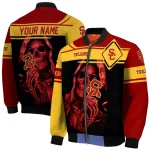 customized usc trojans reaper hands red black bomber jacket best selling