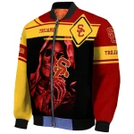 customized usc trojans reaper hands red black bomber jacket best selling