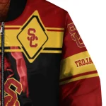 customized usc trojans reaper hands red black bomber jacket best selling