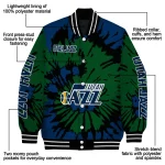 customized utah jazz burst splatter navy varsity jacket best selling