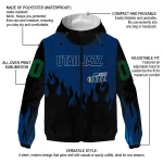 customized utah jazz flame trim navy black windbreaker jacket best selling