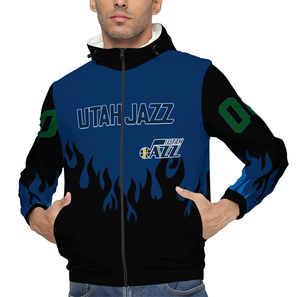 customized utah jazz flame trim navy black windbreaker jacket top rated customized utah jazz flame trim navy black windbreaker jacket top rated
