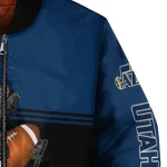 customized utah jazz groot football navy black bomber jacket best selling