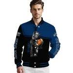 customized utah jazz groot football navy black varsity jacket best selling