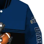 customized utah jazz groot football navy black varsity jacket best selling