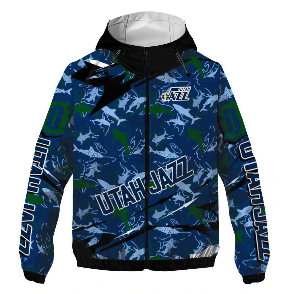 customized utah jazz shark art navy windbreaker jacket best selling customized utah jazz shark art navy windbreaker jacket best selling