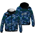 customized utah jazz shark art navy windbreaker jacket best selling