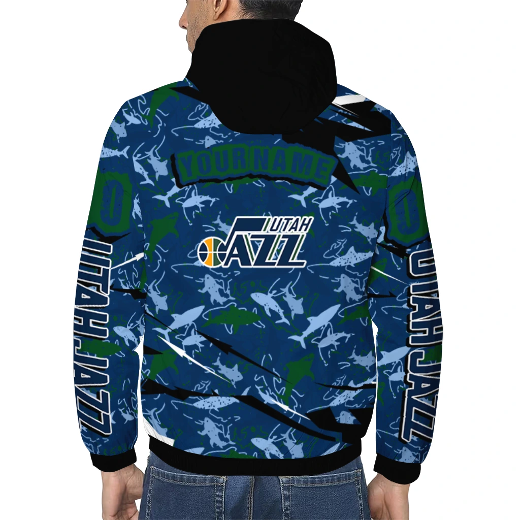customized utah jazz shark art navy windbreaker jacket trendy customized utah jazz shark art navy windbreaker jacket trendy