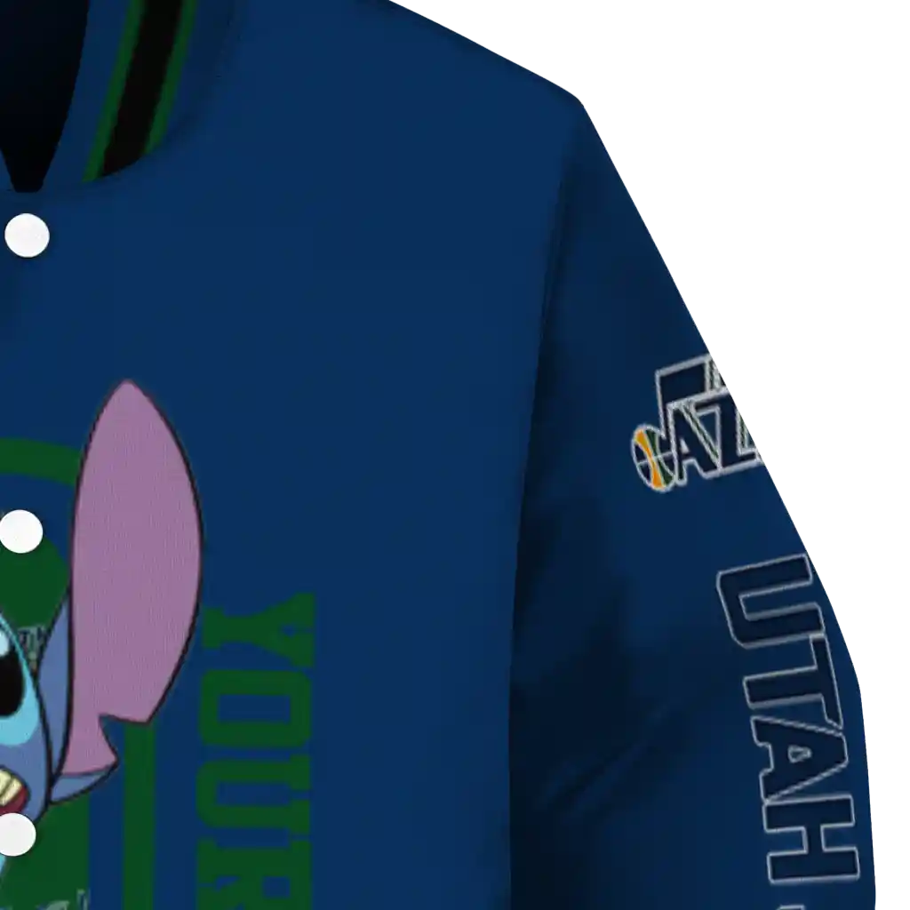 customized utah jazz stitch laughing navy varsity jacket premium grade customized utah jazz stitch laughing navy varsity jacket premium grade