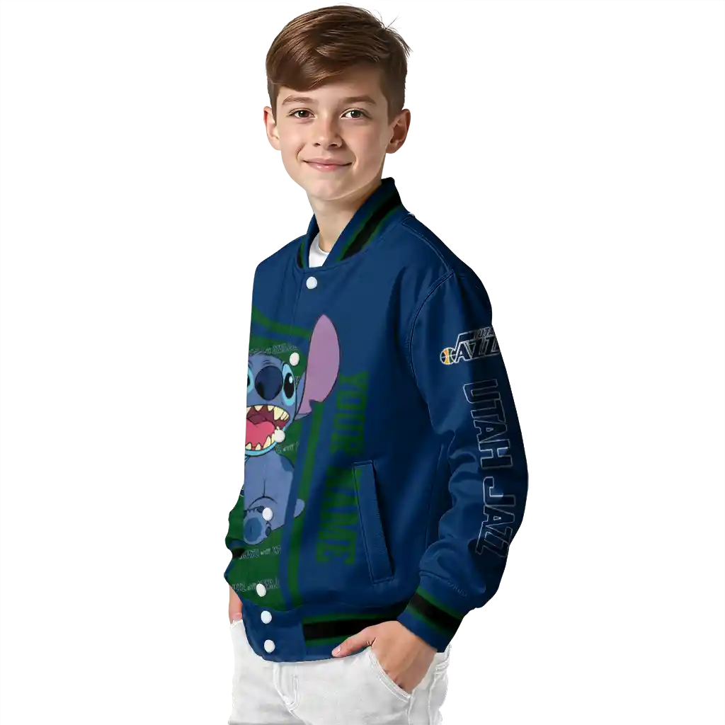 customized utah jazz stitch laughing navy varsity jacket trendy customized utah jazz stitch laughing navy varsity jacket trendy