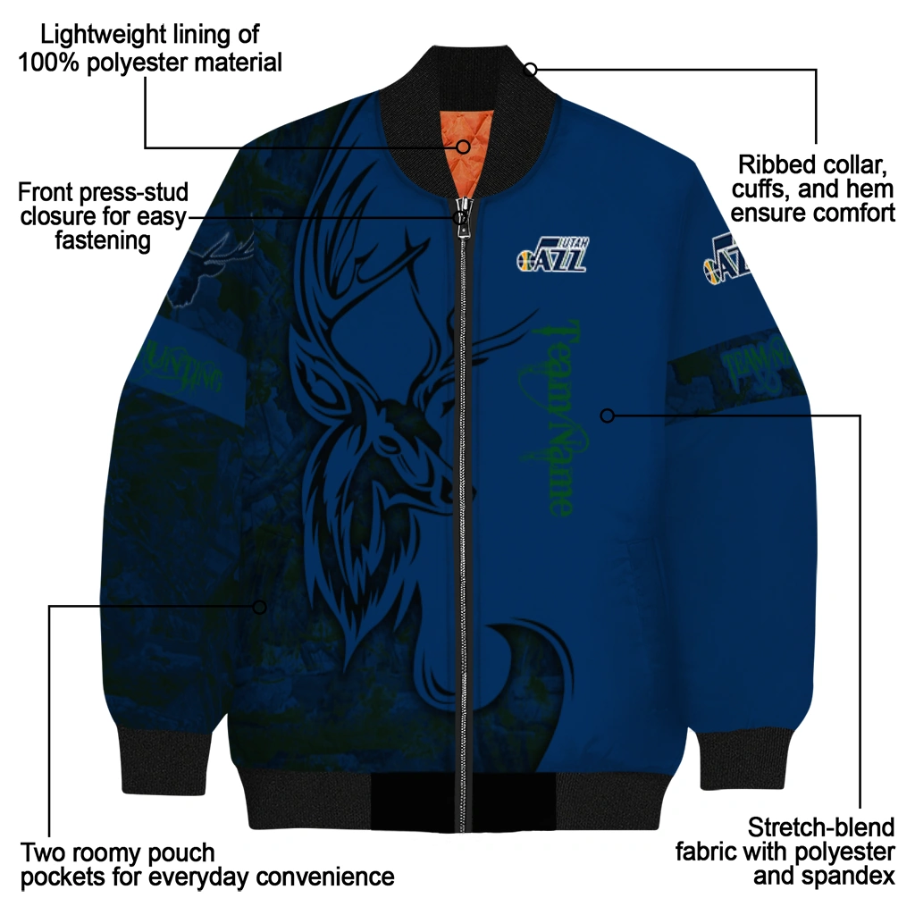 customized utah jazz tribal deer art navy bomber jacket new arrival customized utah jazz tribal deer art navy bomber jacket new arrival