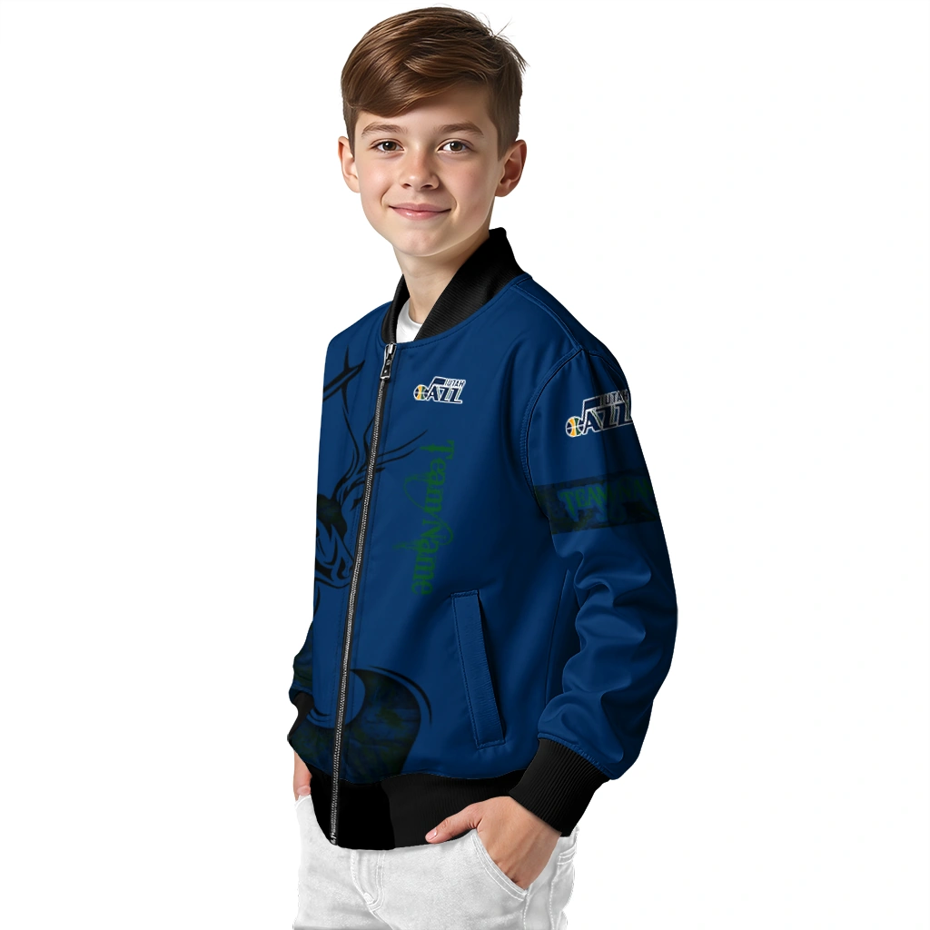 customized utah jazz tribal deer art navy bomber jacket trendy customized utah jazz tribal deer art navy bomber jacket trendy