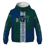 customized utah jazz tribal swirls navy windbreaker jacket best selling