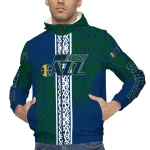 customized utah jazz tribal swirls navy windbreaker jacket best selling