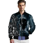customized utah state aggies skull cluster navy bomber jacket best selling