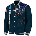 customized utah state aggies usa flag claws navy varsity jacket best selling