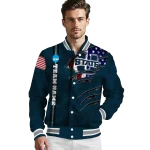 customized utah state aggies usa flag claws navy varsity jacket best selling