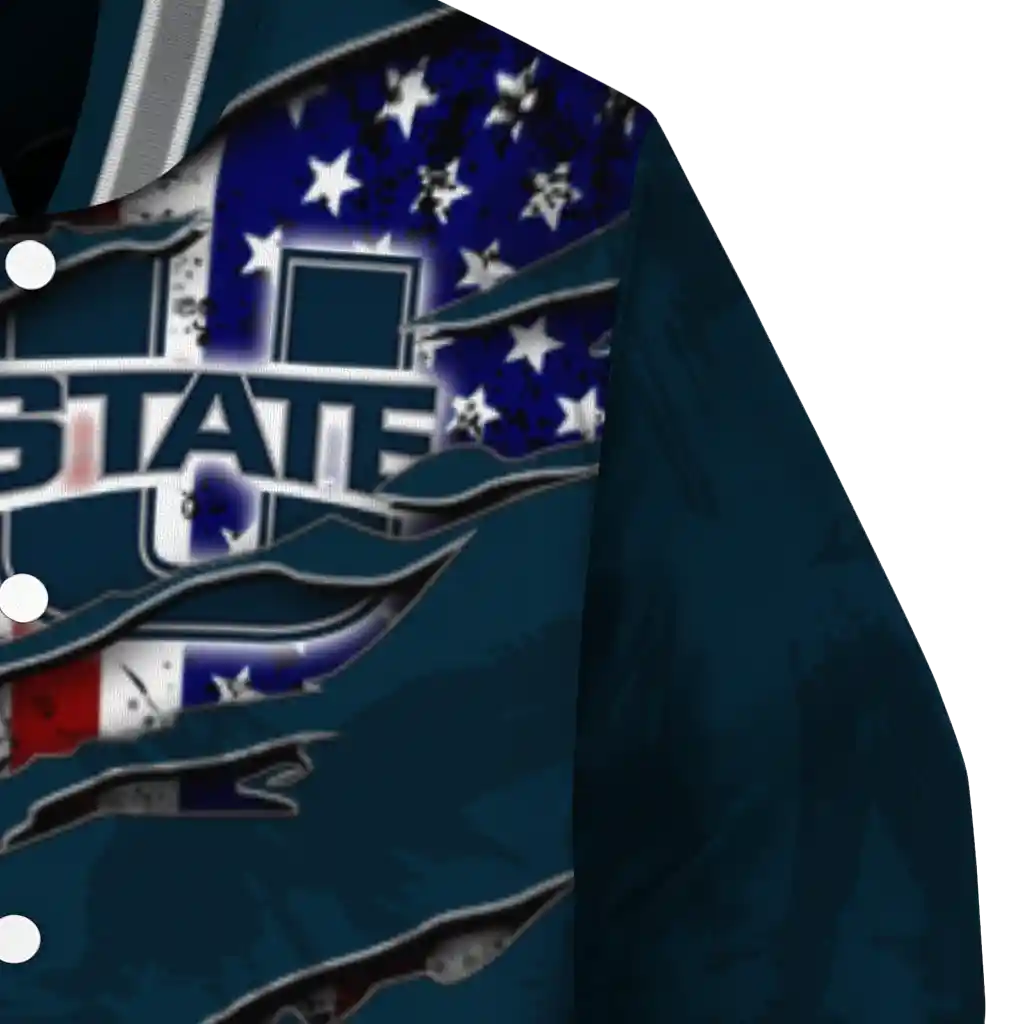 customized utah state aggies usa flag claws navy varsity jacket premium grade customized utah state aggies usa flag claws navy varsity jacket premium grade