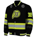 customized utah utes heartbeat accent black green varsity jacket best selling