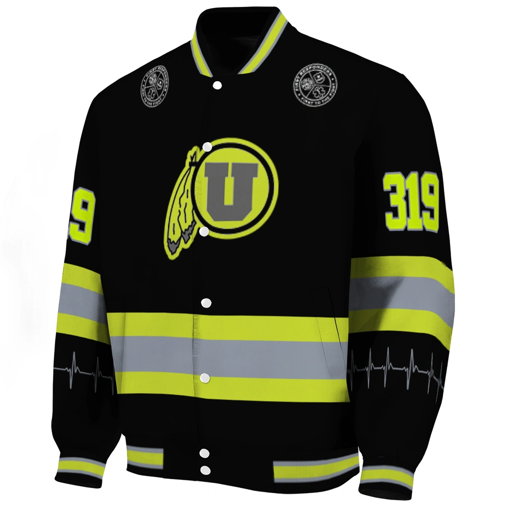 customized utah utes heartbeat accent black green varsity jacket best selling customized utah utes heartbeat accent black green varsity jacket best selling