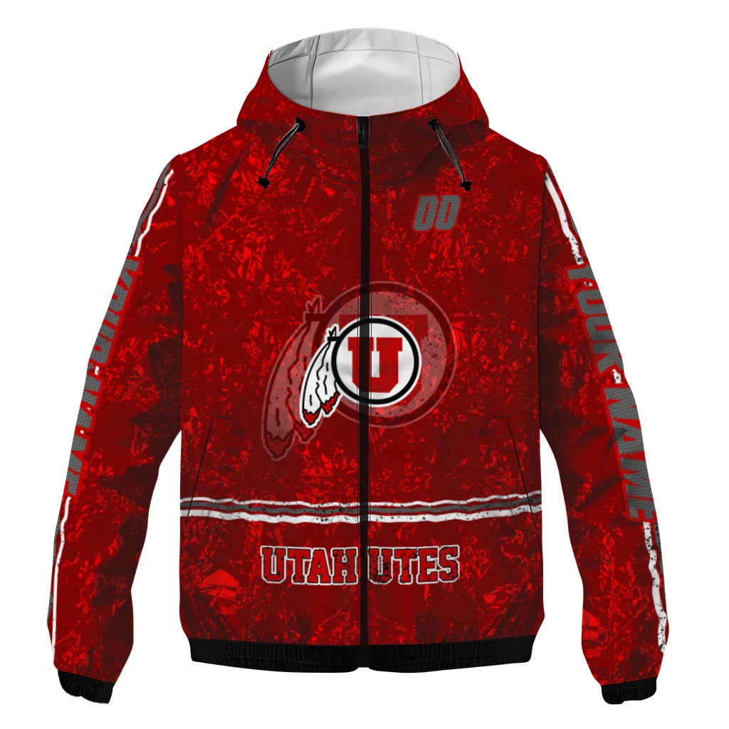customized utah utes shards cluster red windbreaker jacket best selling customized utah utes shards cluster red windbreaker jacket best selling