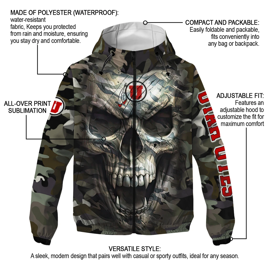 customized utah utes skull camo camouflage windbreaker jacket new arrival customized utah utes skull camo camouflage windbreaker jacket new arrival