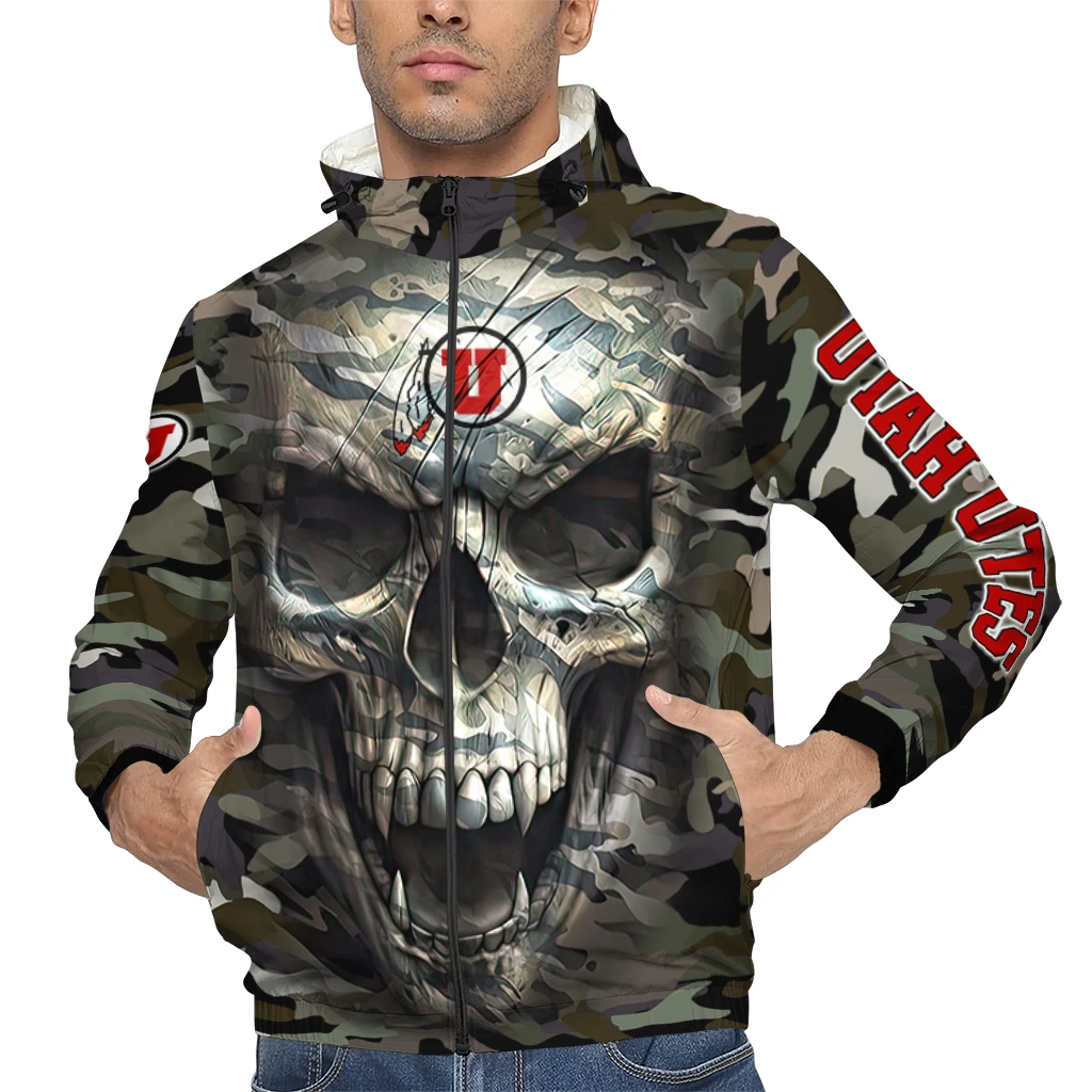 customized utah utes skull camo camouflage windbreaker jacket top rated customized utah utes skull camo camouflage windbreaker jacket top rated
