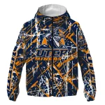 customized utep miners brushstroke pattern blue windbreaker jacket best selling