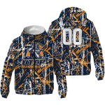 customized utep miners brushstroke pattern blue windbreaker jacket best selling
