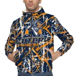customized utep miners brushstroke pattern blue windbreaker jacket best selling