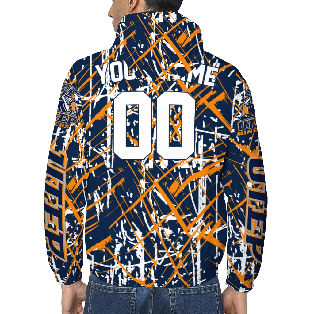 customized utep miners brushstroke pattern blue windbreaker jacket trendy customized utep miners brushstroke pattern blue windbreaker jacket trendy