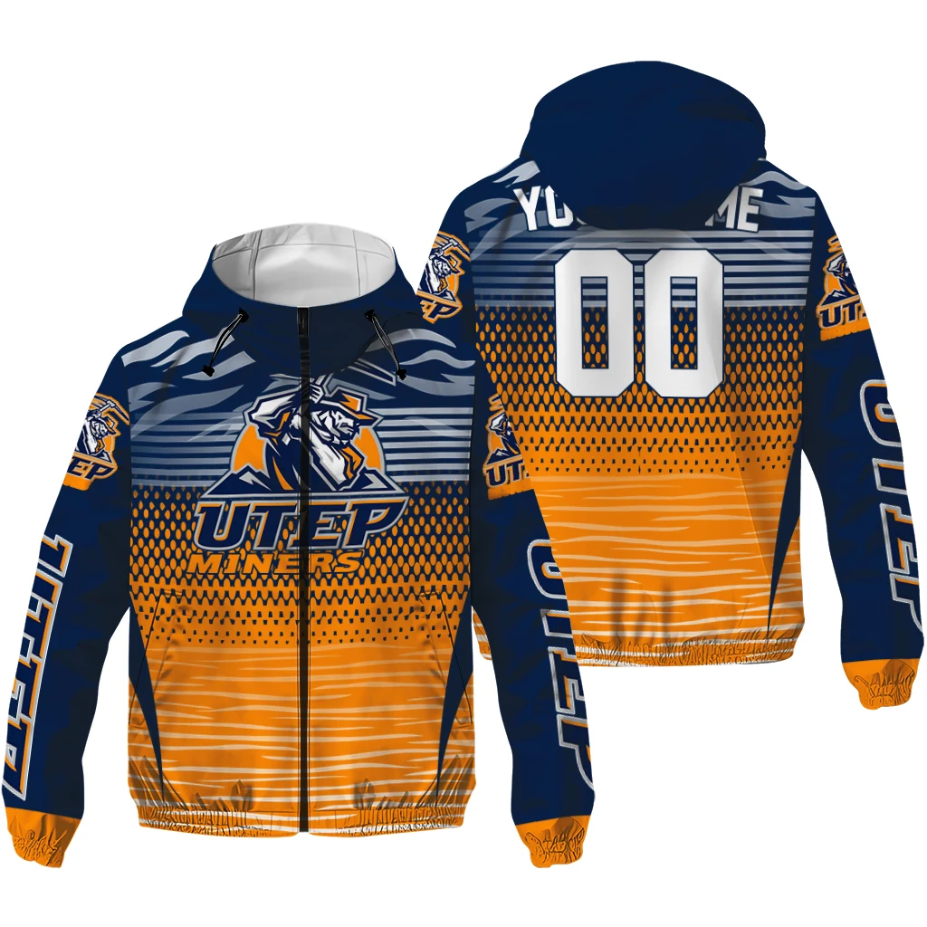 customized utep miners pattern layers blue windbreaker jacket high quality customized utep miners pattern layers blue windbreaker jacket high quality