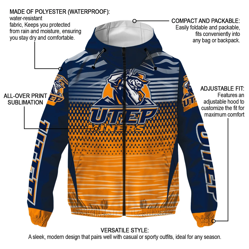 customized utep miners pattern layers blue windbreaker jacket new arrival customized utep miners pattern layers blue windbreaker jacket new arrival