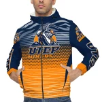 customized utep miners pattern layers blue windbreaker jacket best selling