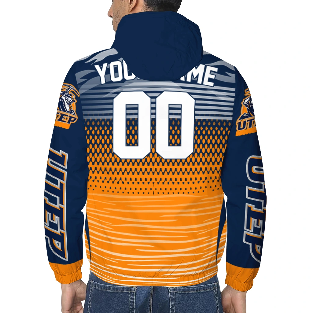 customized utep miners pattern layers blue windbreaker jacket trendy customized utep miners pattern layers blue windbreaker jacket trendy