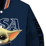 customized utsa roadrunners adorable yoda orange black varsity jacket best selling