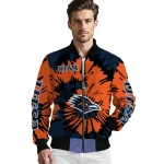 customized utsa roadrunners burst splatter orange bomber jacket best selling